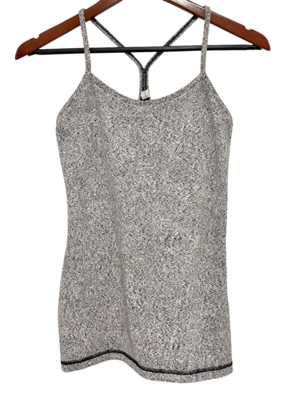 Lululemon Power Y Racerback Tank Top Luon Black White Jacquard Size 6